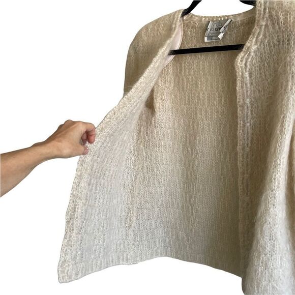 NUNO ANDREA Vintage Mohair Open Front Knit Cardigan Sweater Cream L - Picture 3 of 14